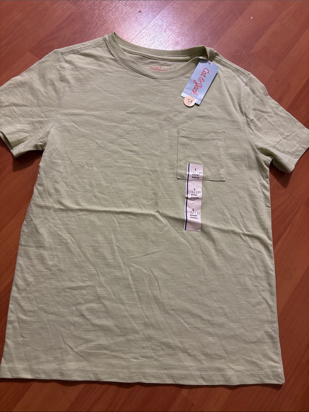 Cat & Jack boys Short Sleeve Pocket Tee in Light Sage